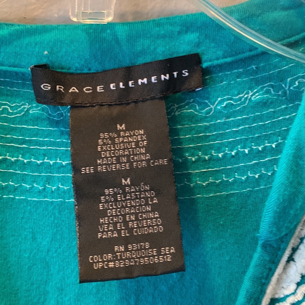 Grace Elements Turquoise Embroidered Dress Size M… - image 3
